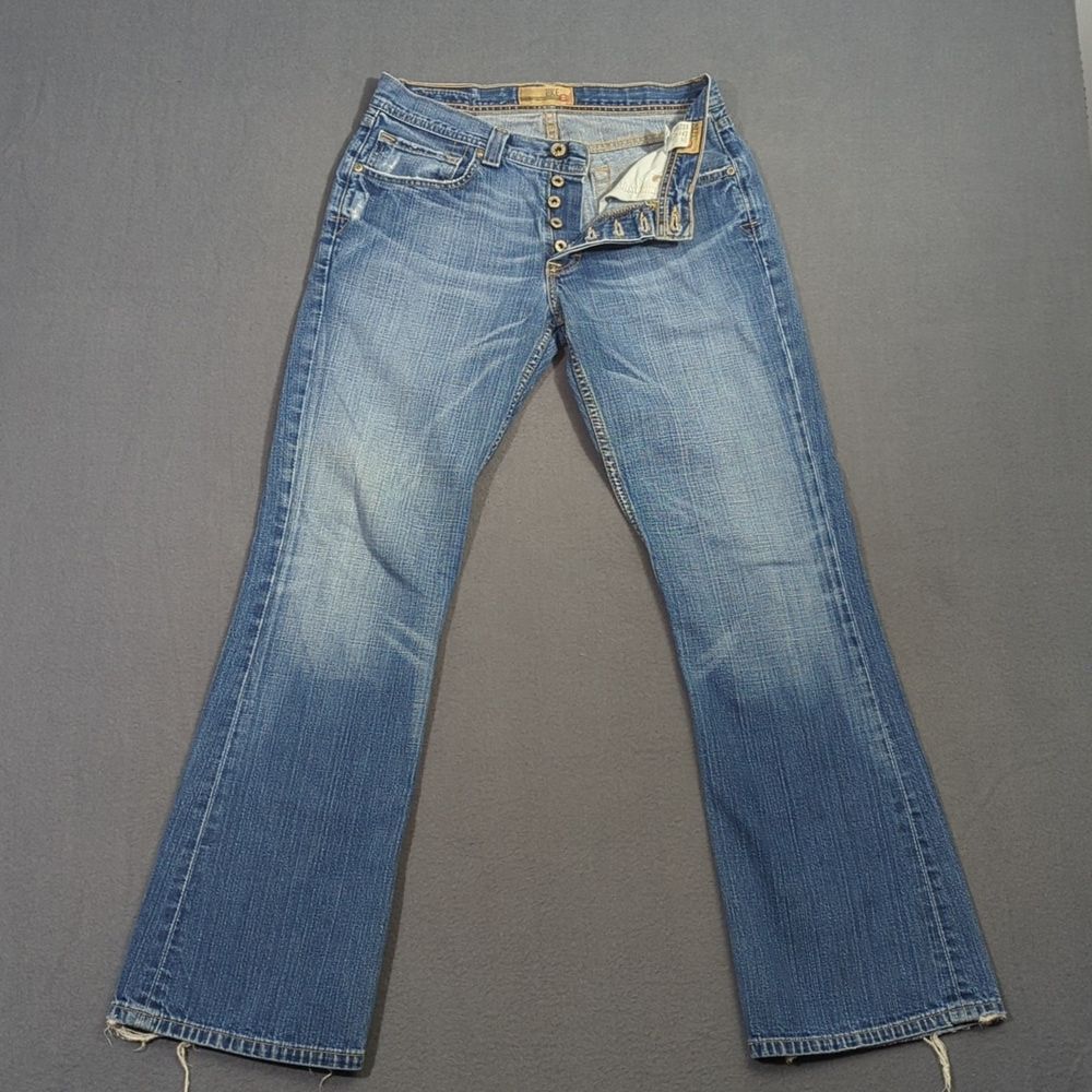 BKE Jeans Men's 31R Blue Alec Button Fly Denim Distressed Straight 31x31